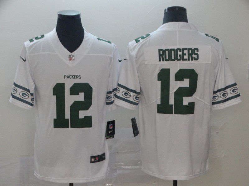 Men Green Bay Packers 12 Rodgers White team logo cool edition NFL Jerseys
